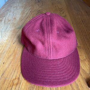 Burgundy Wool Baseball Cap
